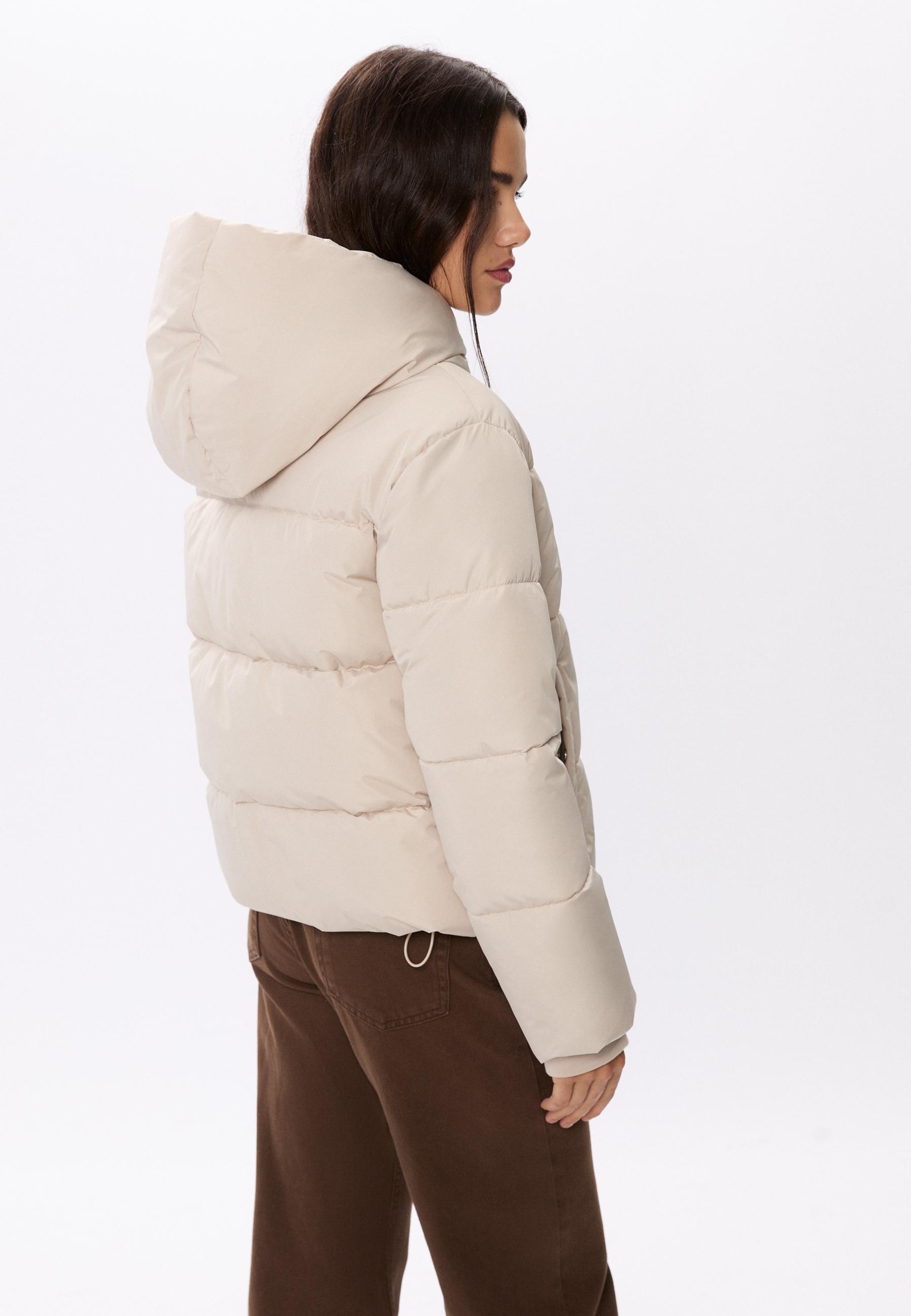 Puffer jacket with hood — Stone