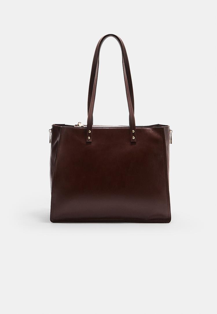 Stradivarius Kabelka Shopper S Postranním Zipem Brown Os
