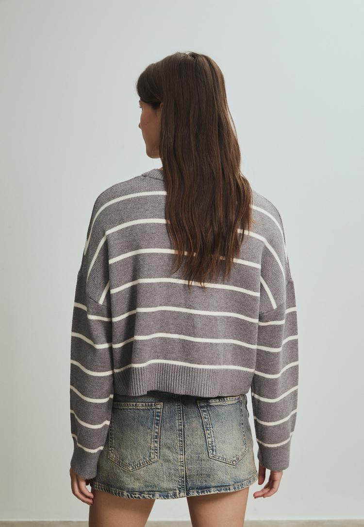 jersey punto crop rayas