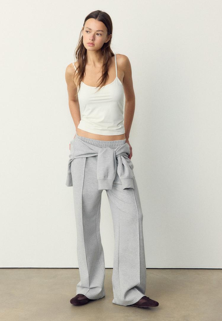 Stradivarius Basic T-Shirt Met Bandjes Ecru Xs