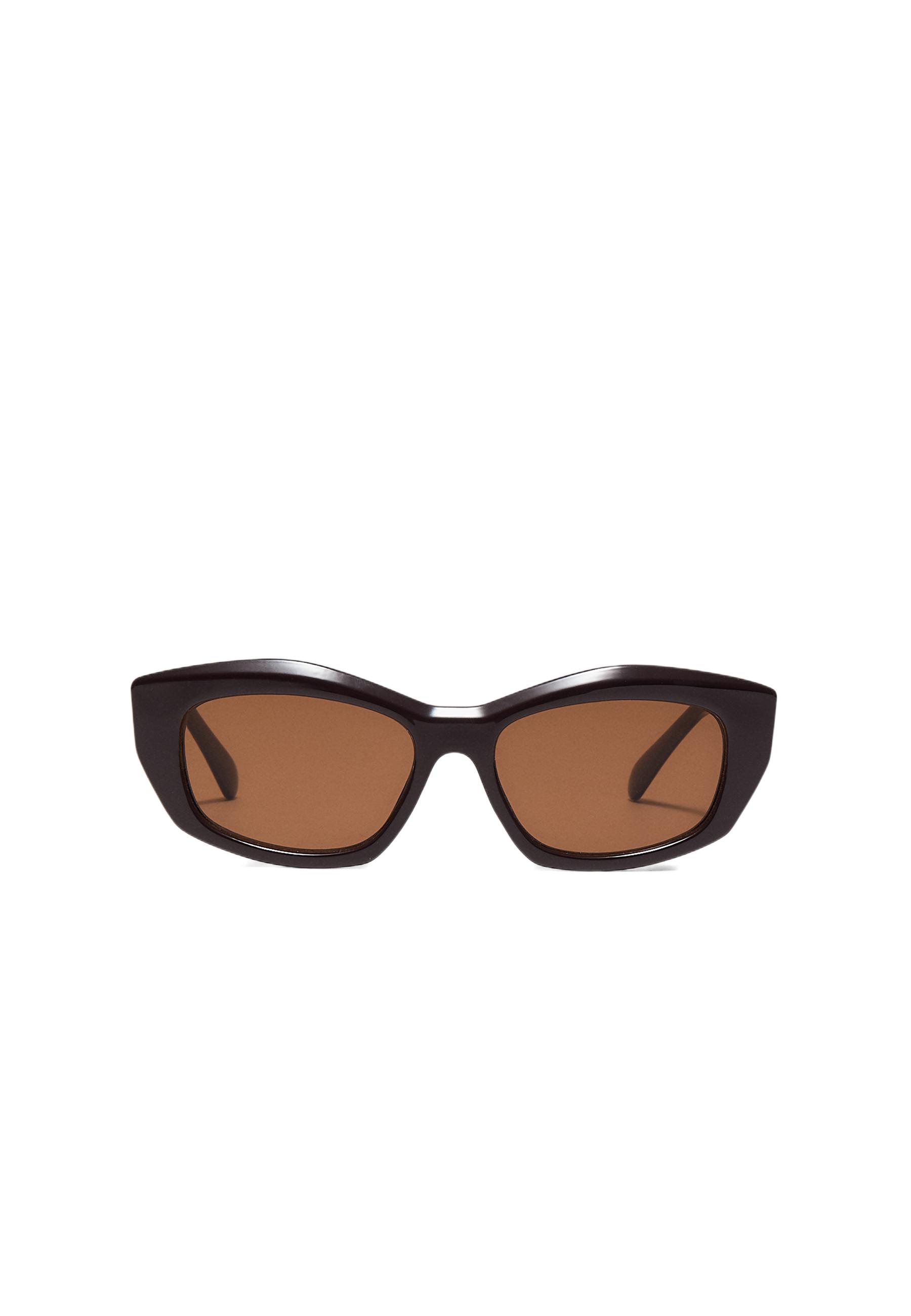 Hexagonal resin sunglasses — Brown