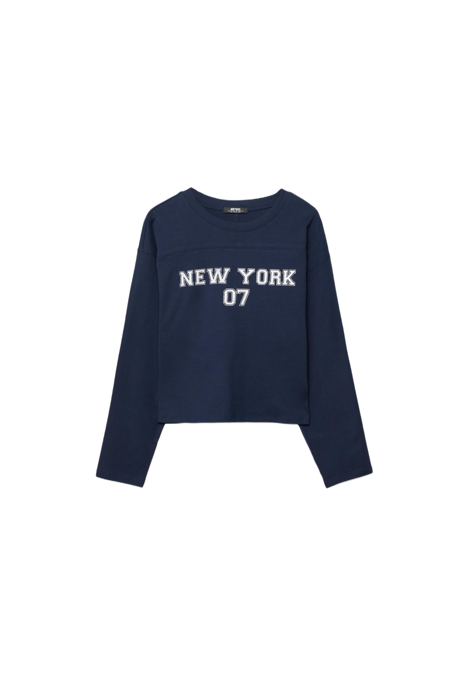 Printed kimono sleeve T-shirt — Navy blue