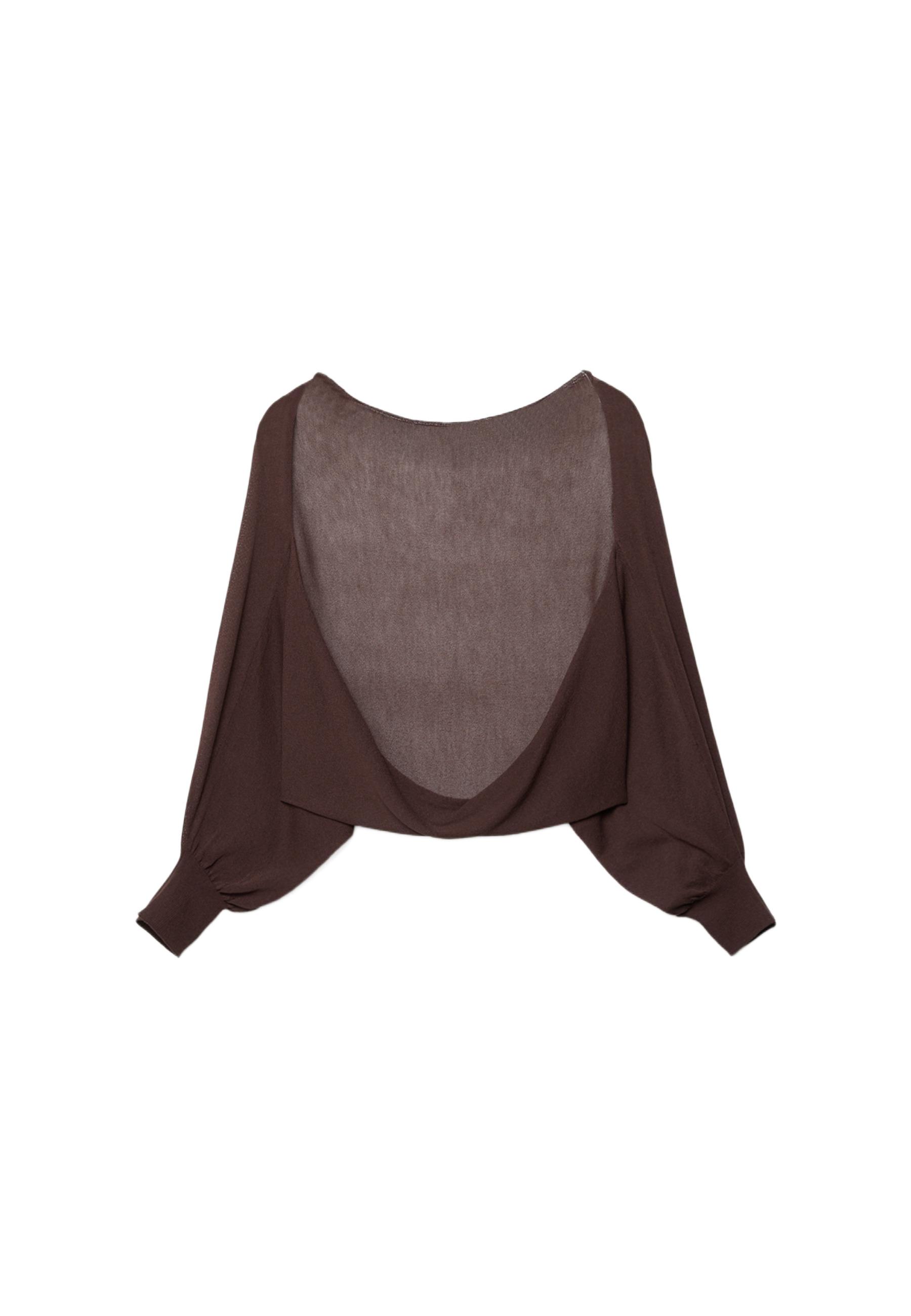 Open knit cardigan — Brown