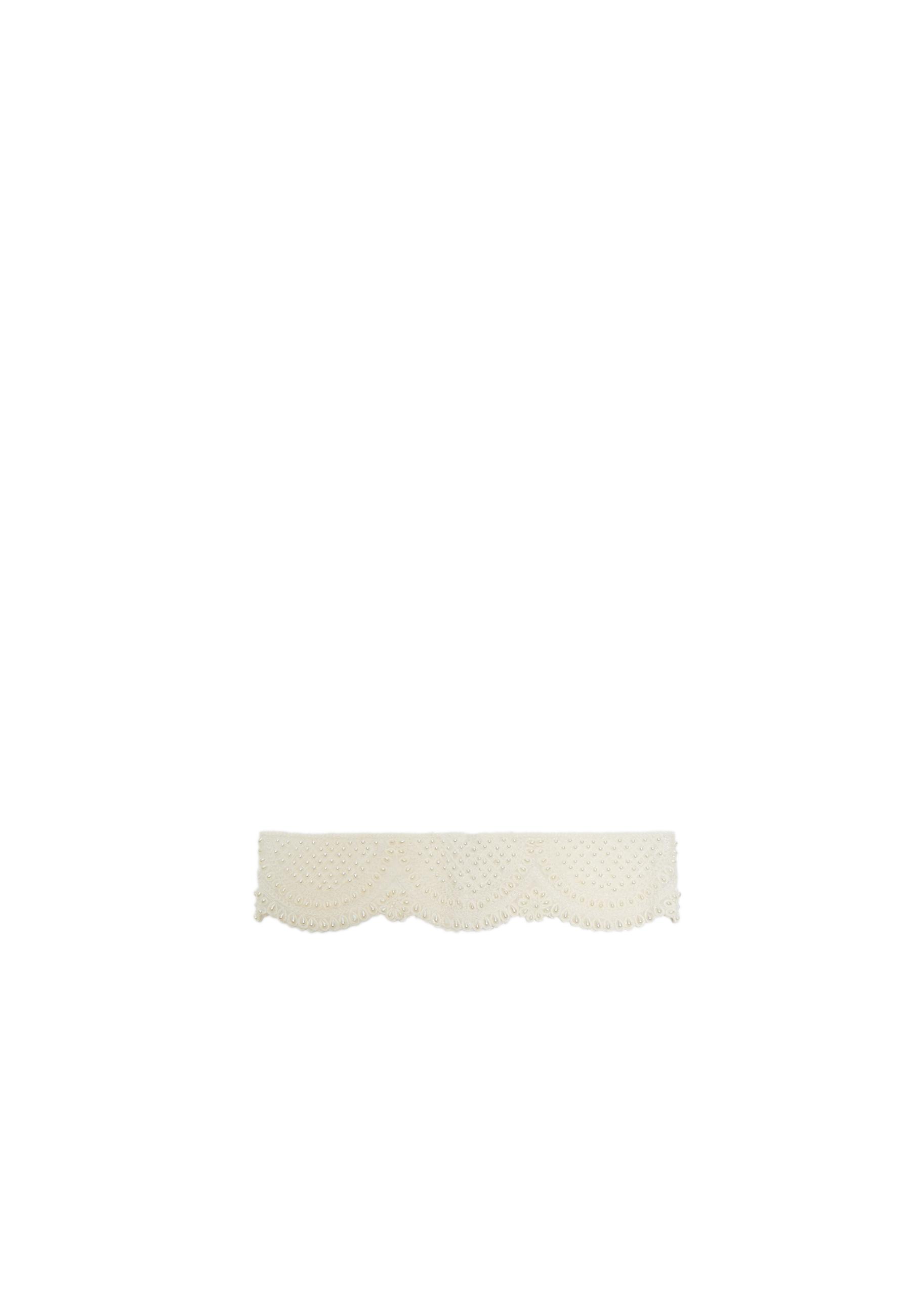 Wide faux pearl belt — Ecru