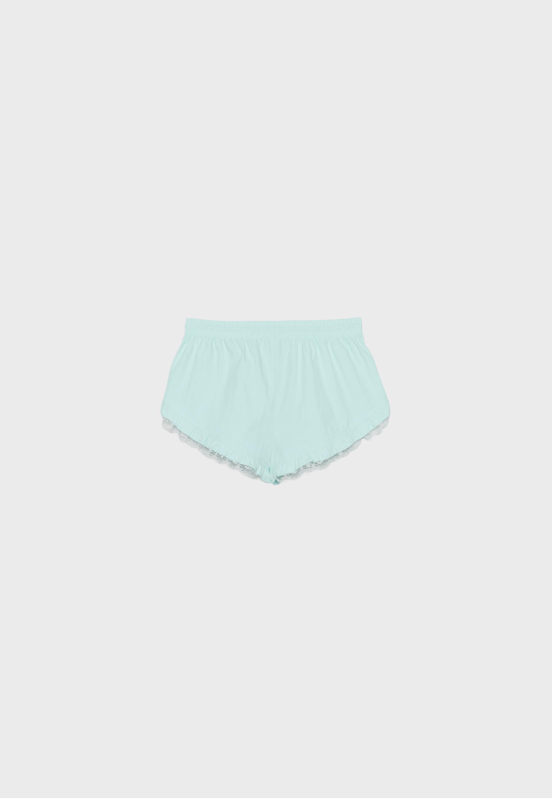 Technical ruffled shorts — Pastel green