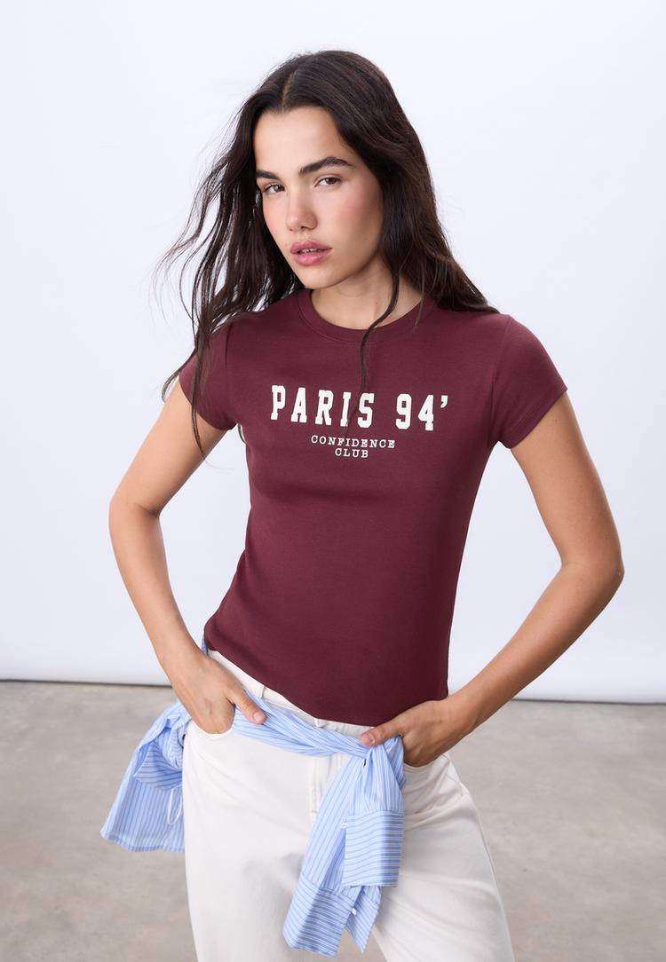 fitted slogan t shirt