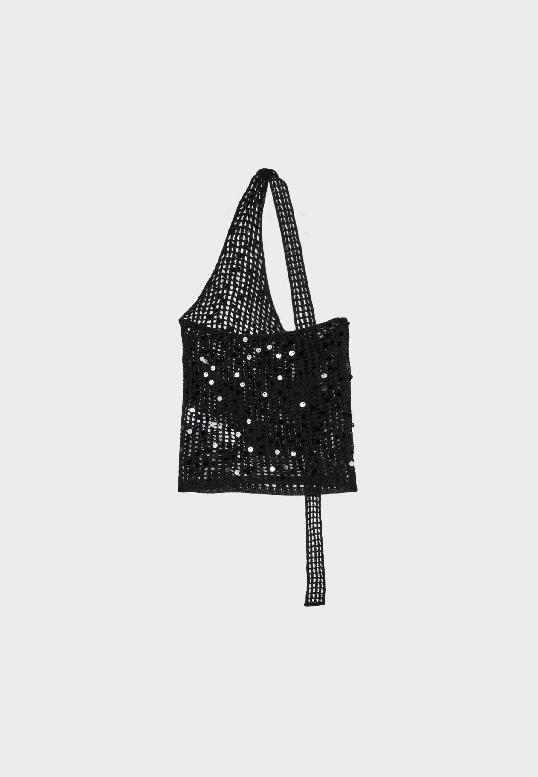 Sequin scarf top — Black