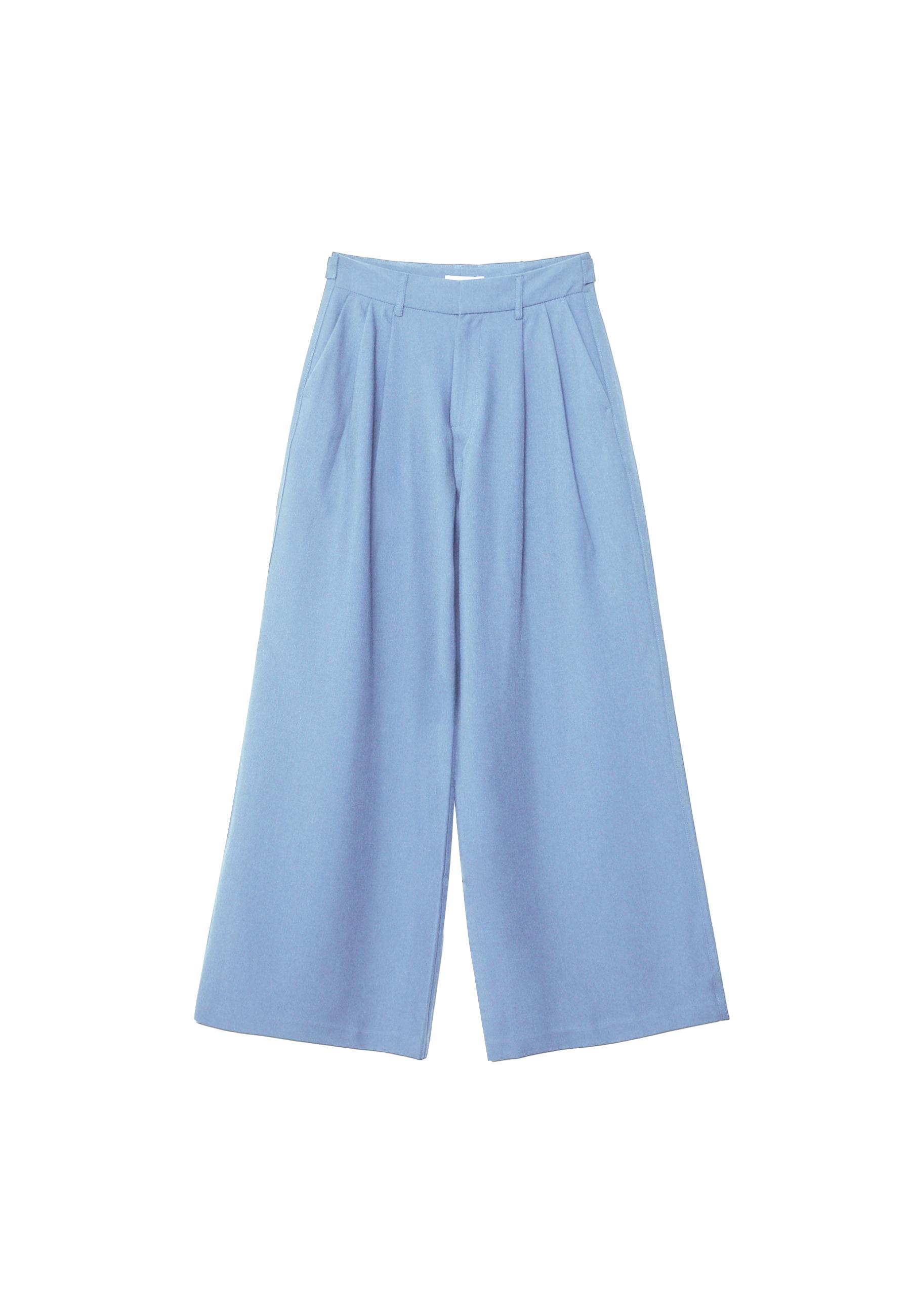 Adjustable rustic wide-leg trousers — Blue