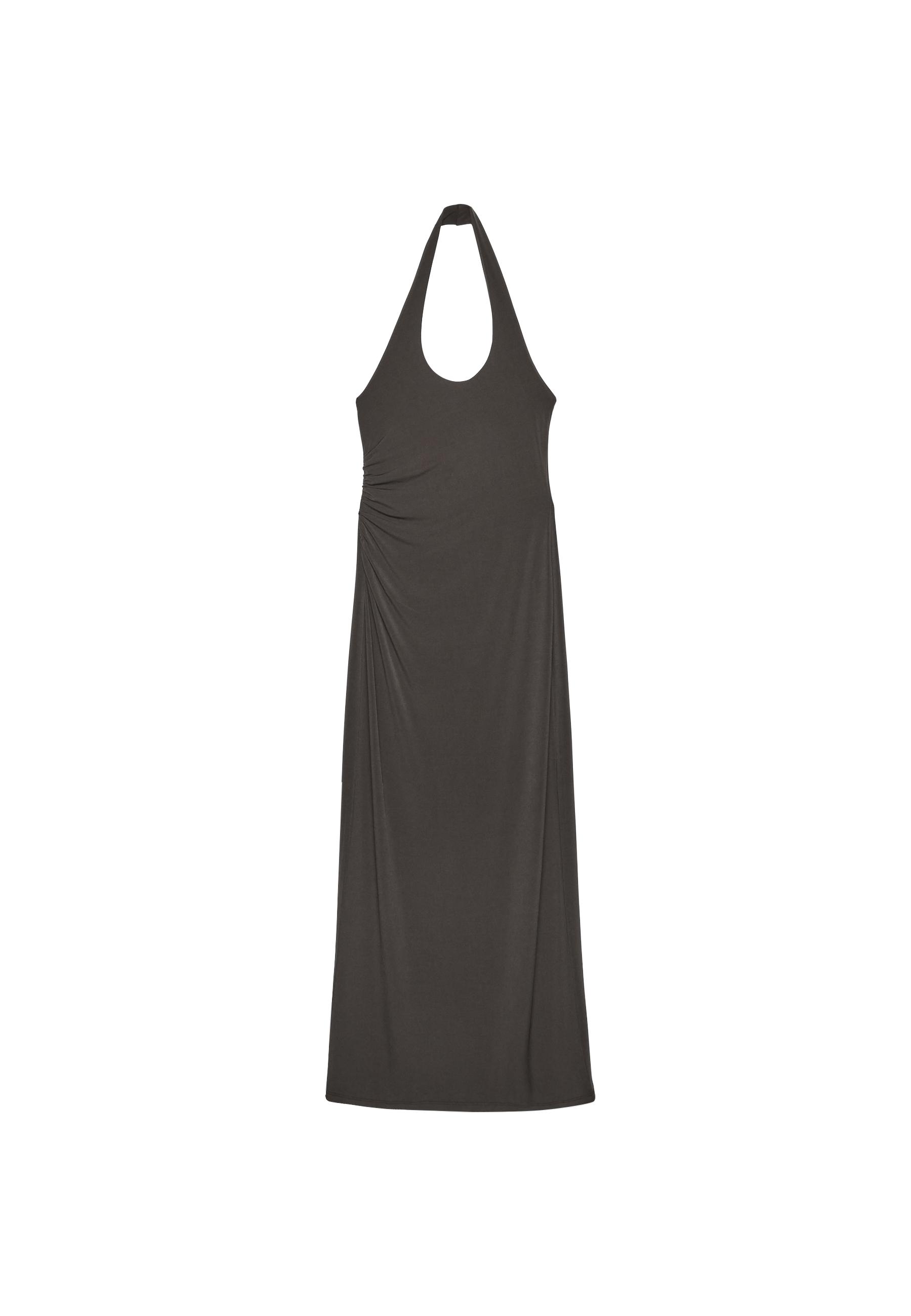 Halter neck midi dress — Brown