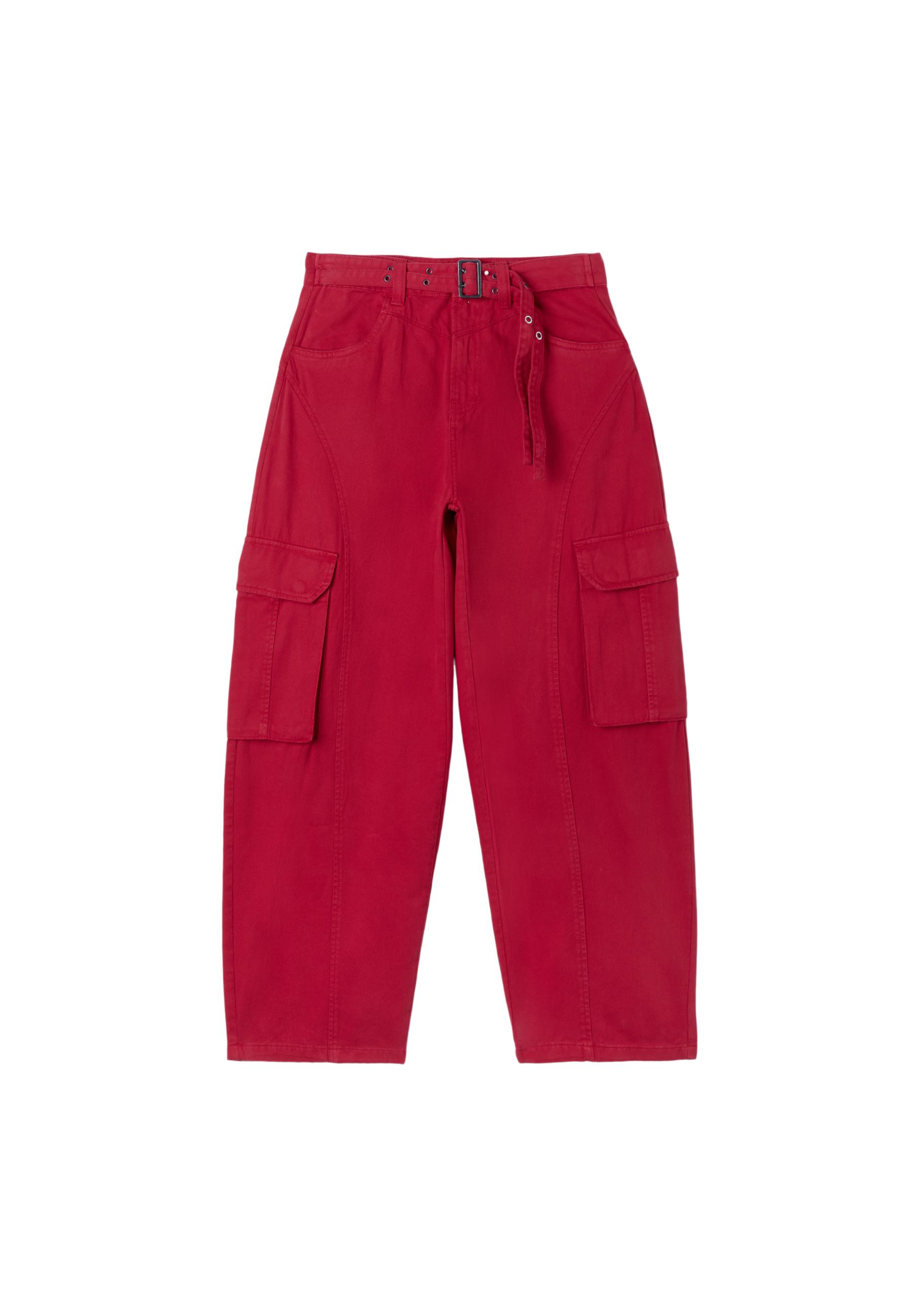 Barrel cargo trousers — Red