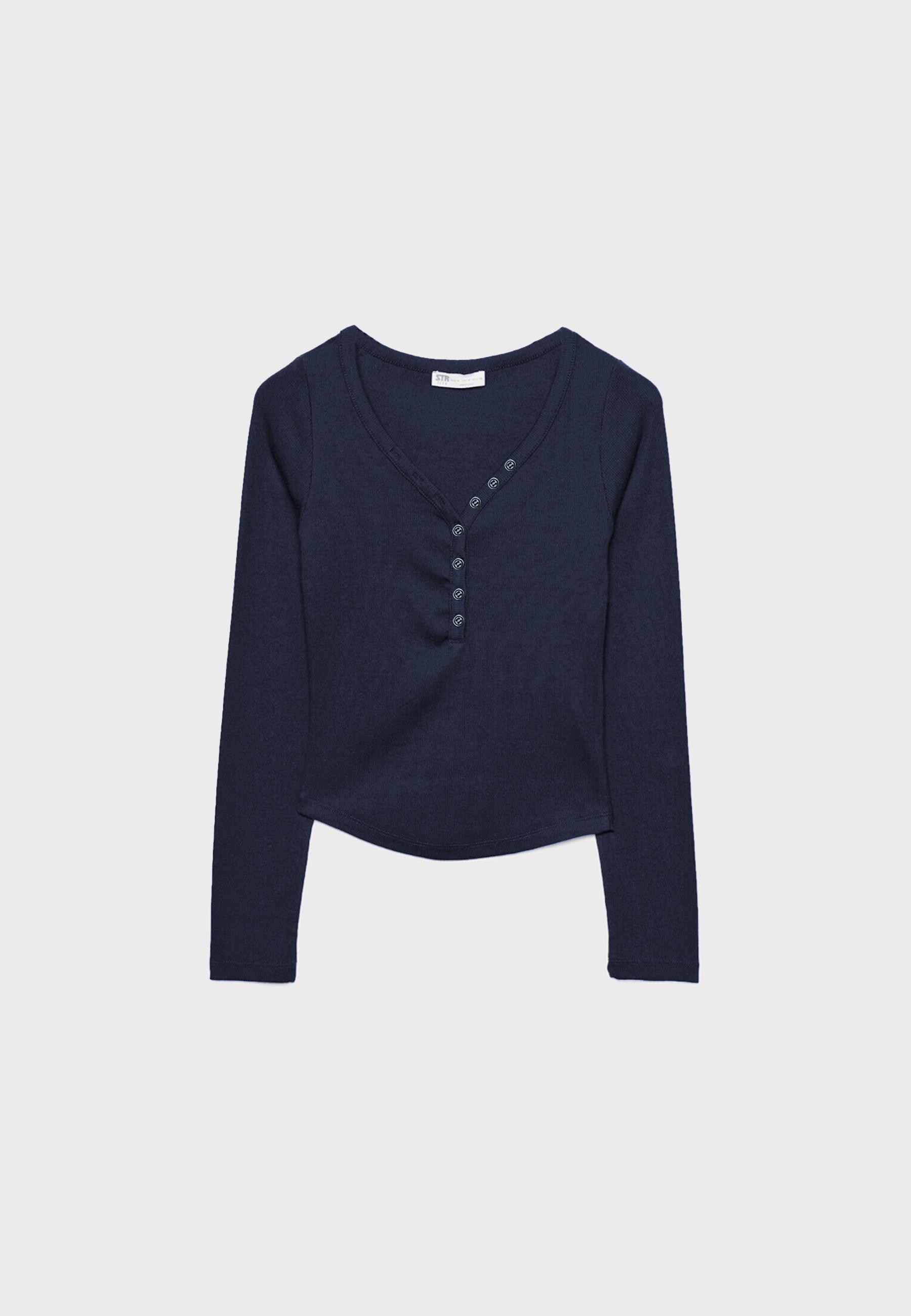 Blouse with buttons — Navy blue