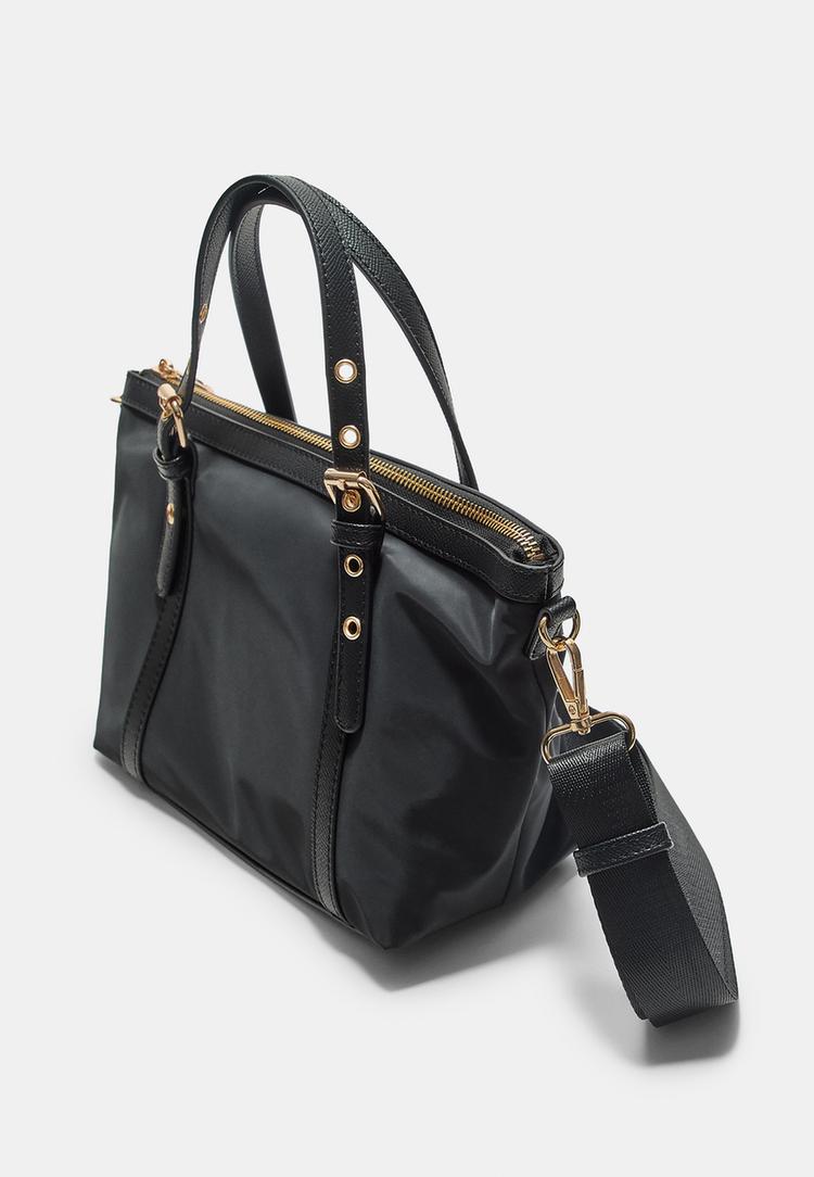 contrast mini crossbody shopper bag
