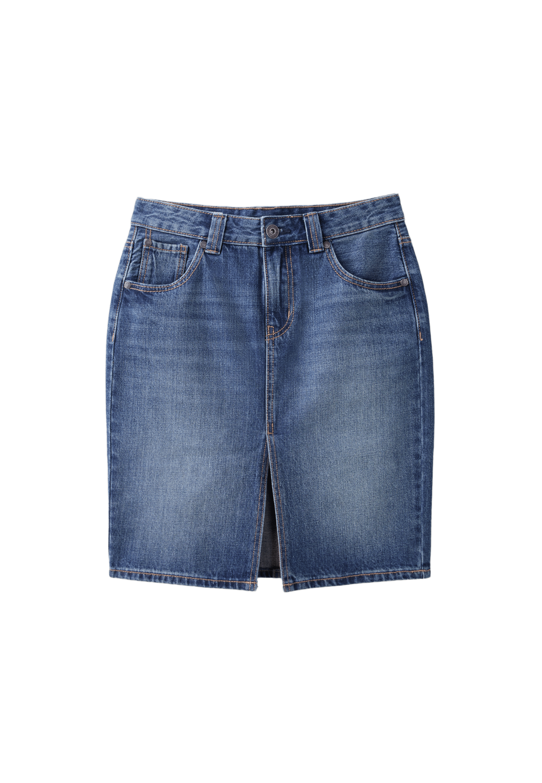 Denim midi skirt — MEDIUM DENIM WASH