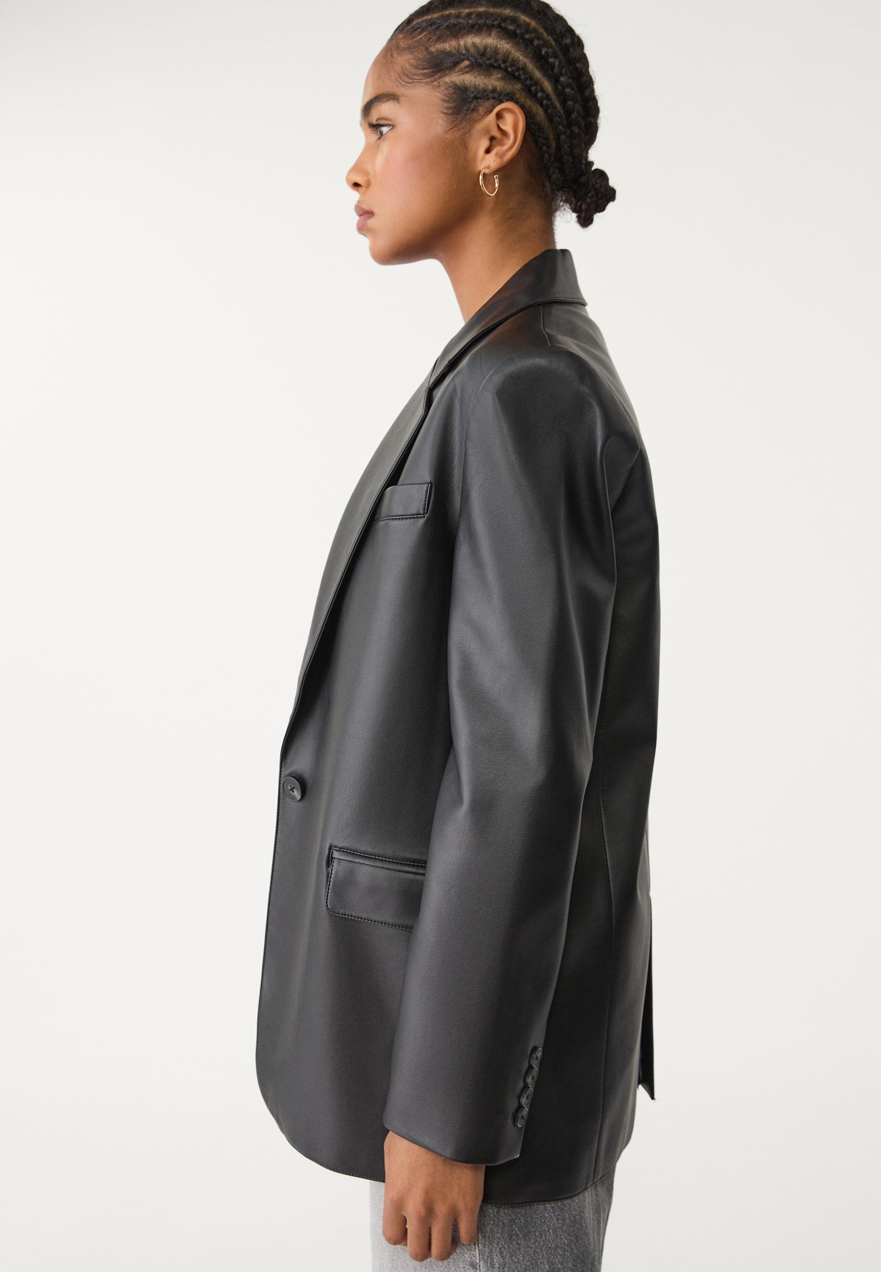 Regular fit leather effect blazer - Women's fashion