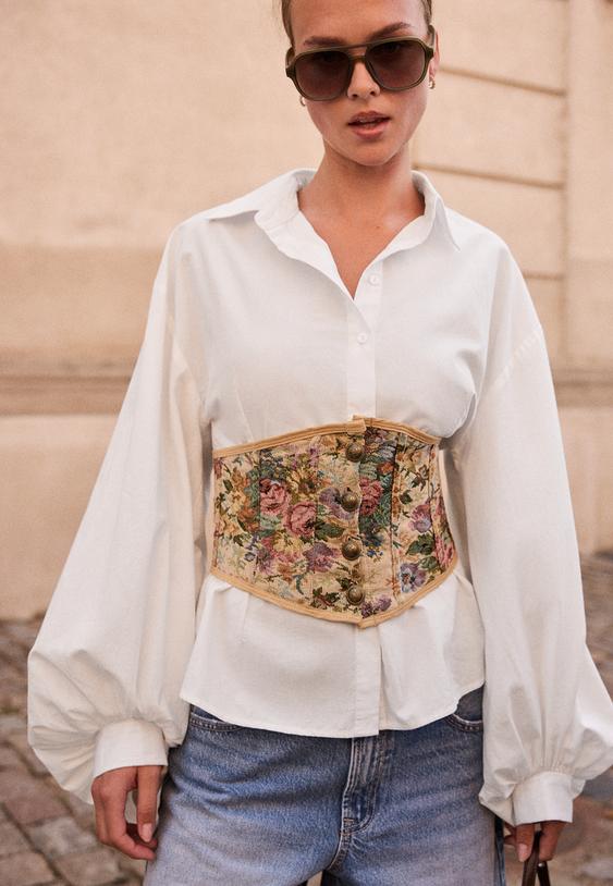 camisa de popelina com manga balao
