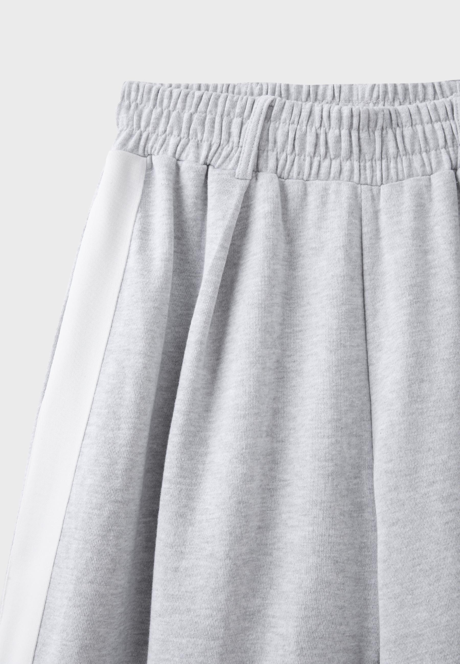 Wide-leg side stripe jogging trousers — Grey melange