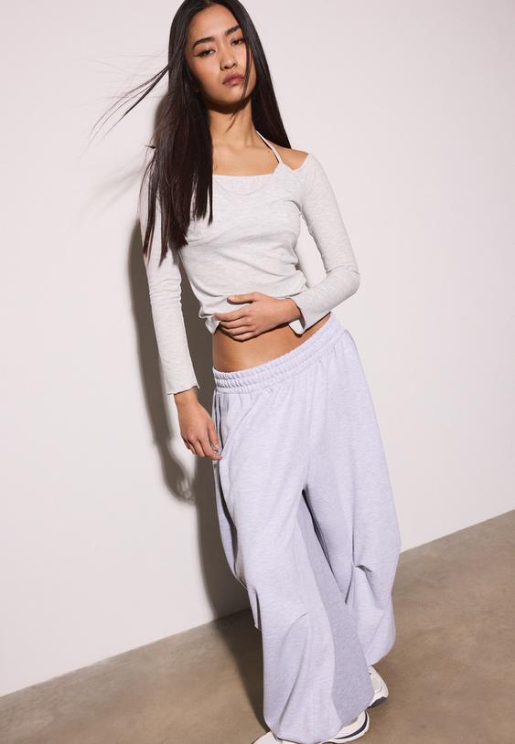 camiseta manga larga cuello halter