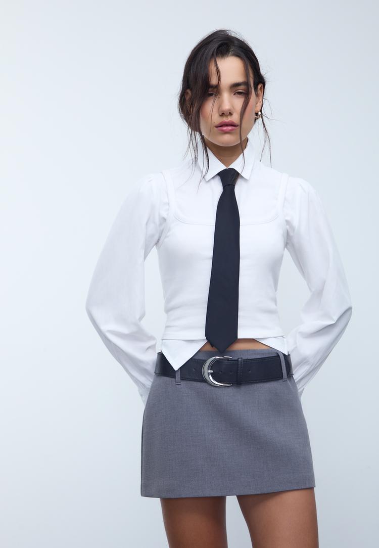mini falda pantalon vestir cinturon