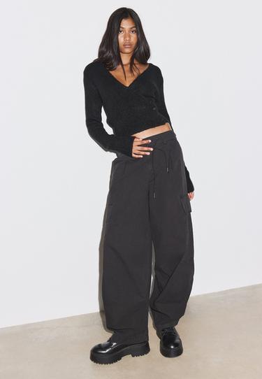 Cross-over button knit cardigan — Black 2