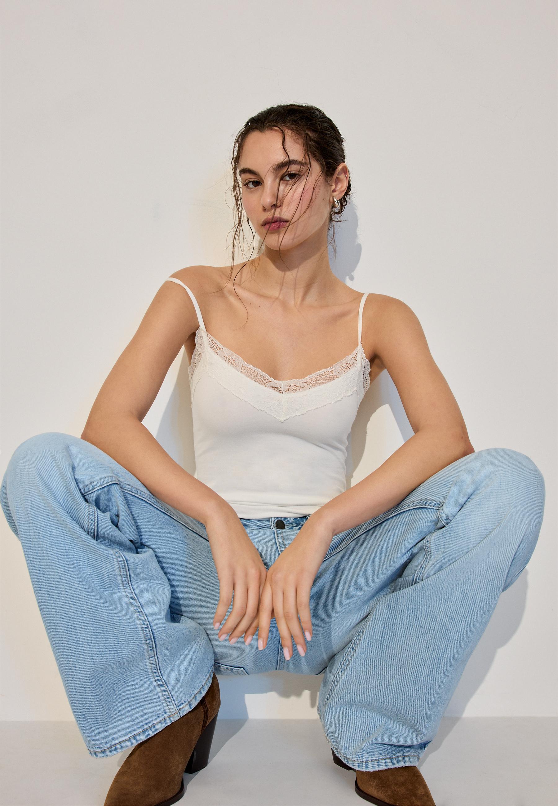 D92 Ripped straight wide-leg jeans — LIGHT BLEACH