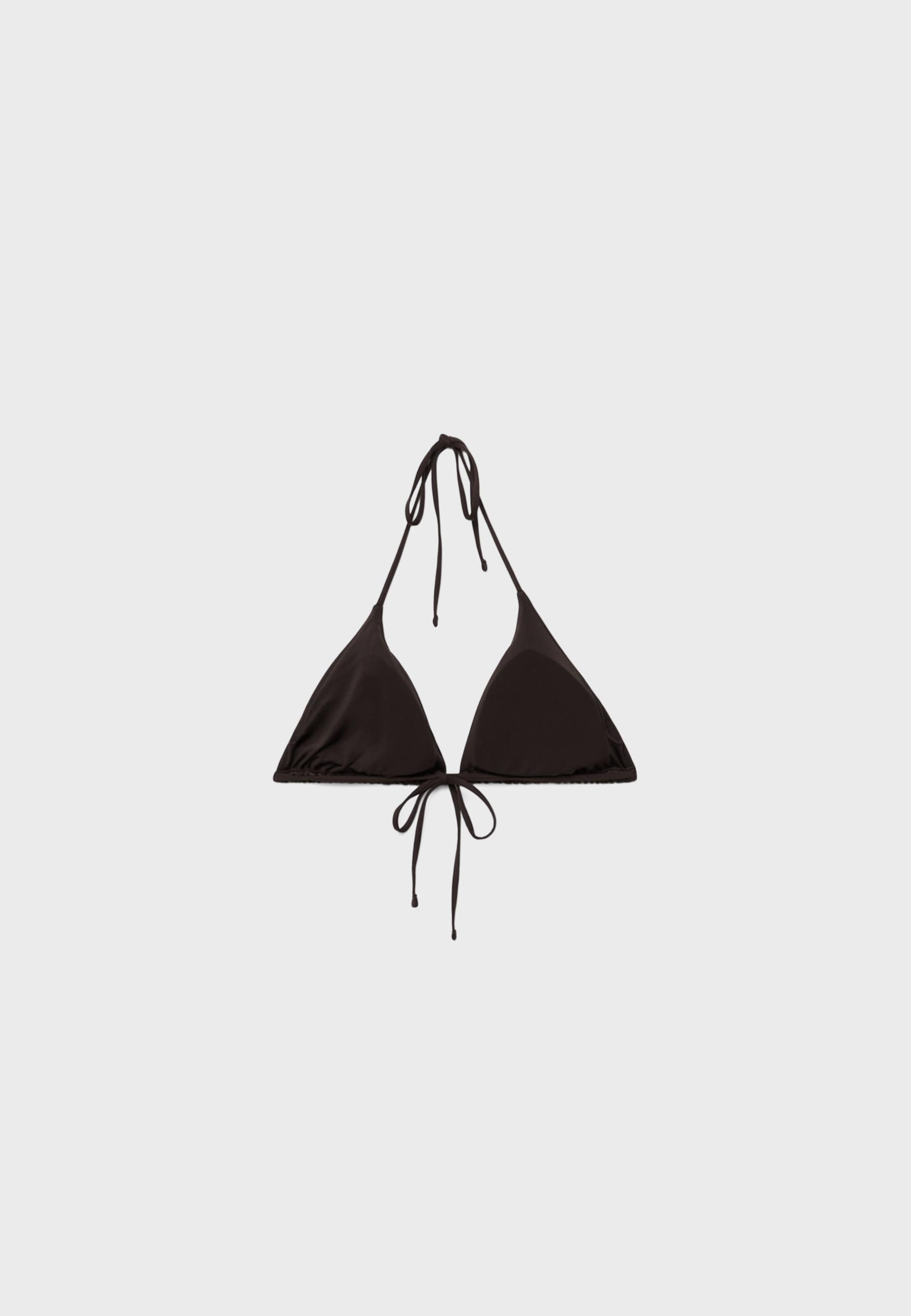 Shimmery triangle bikini top — Brown