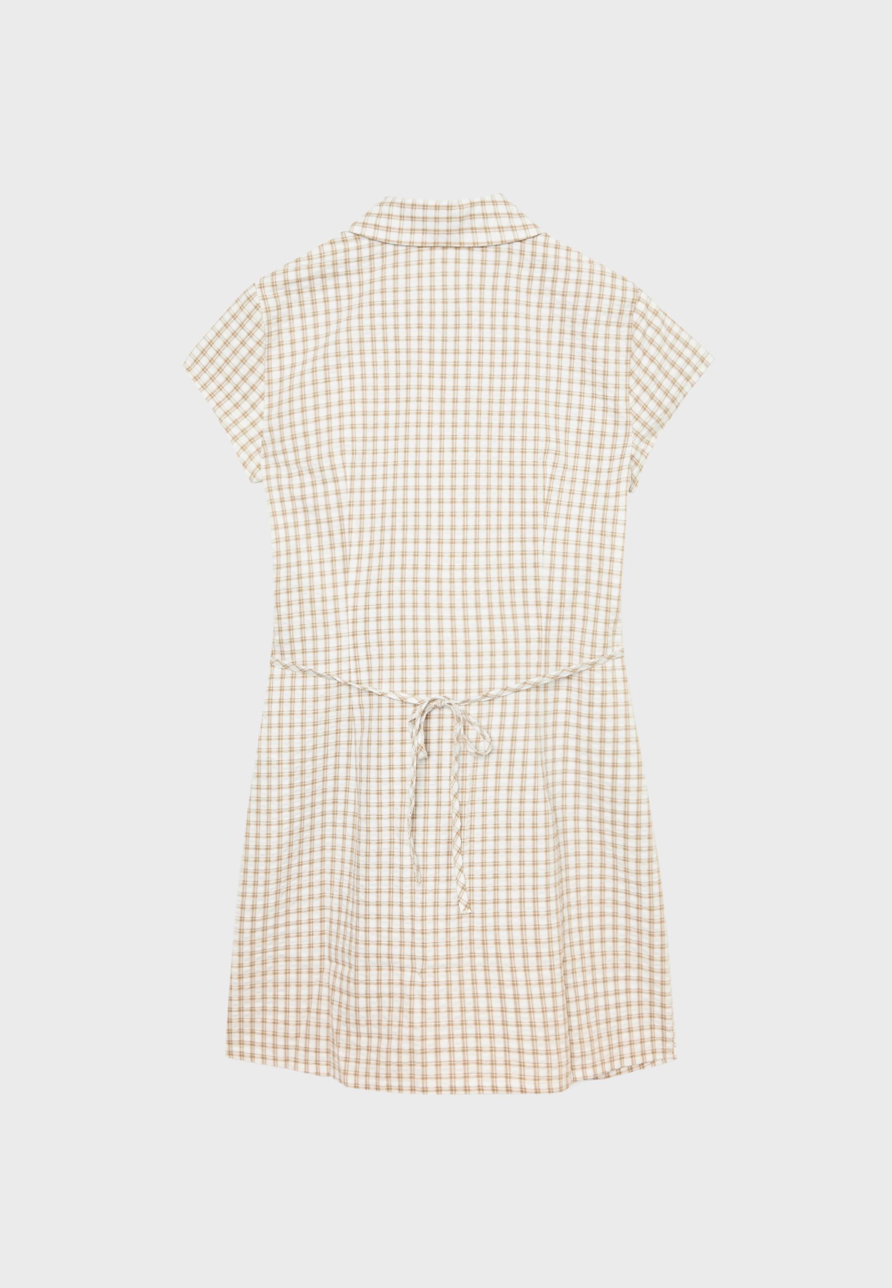 Checked shirt dress — Stone