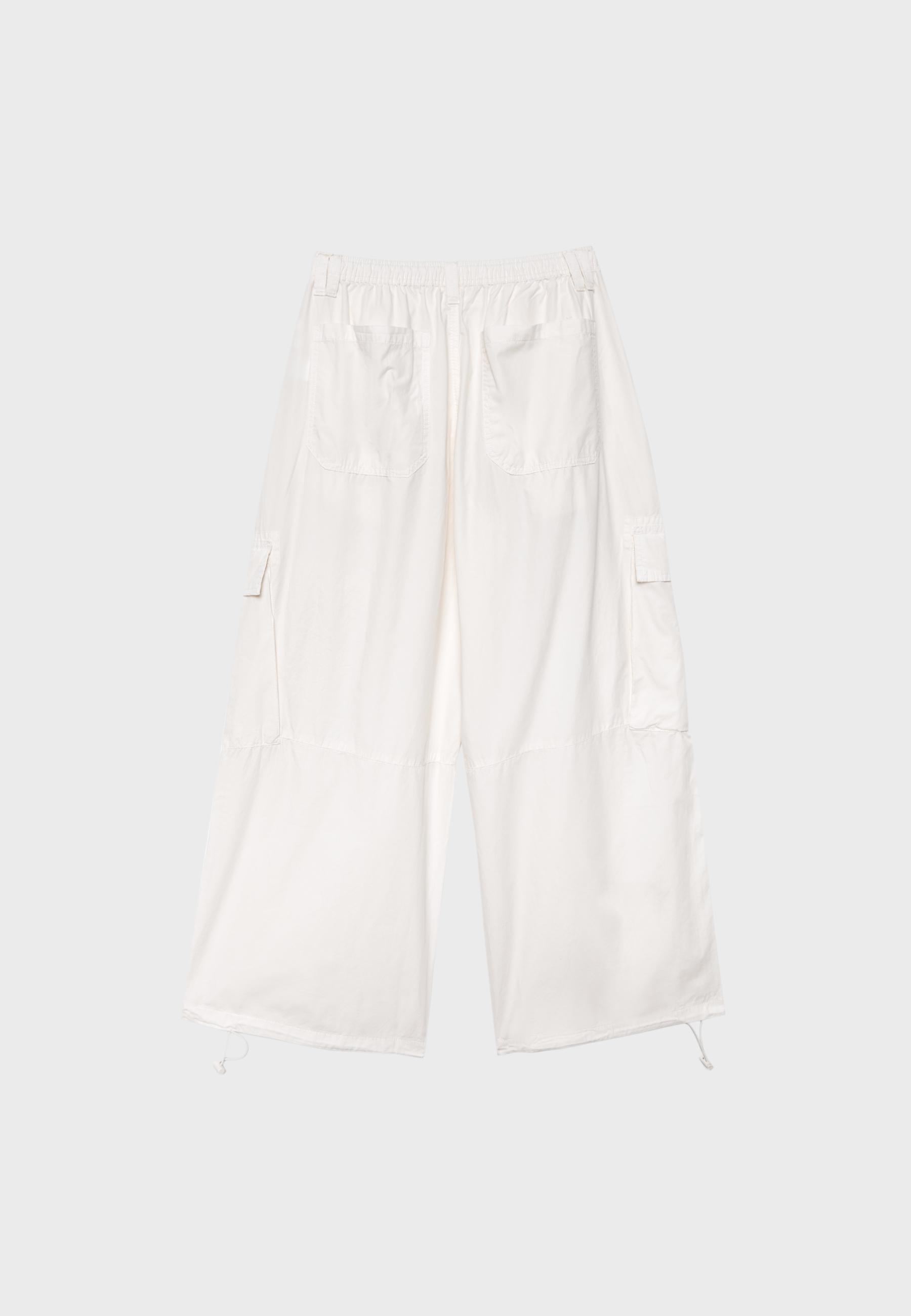 Poplin trousers with stoppers — Vanilla