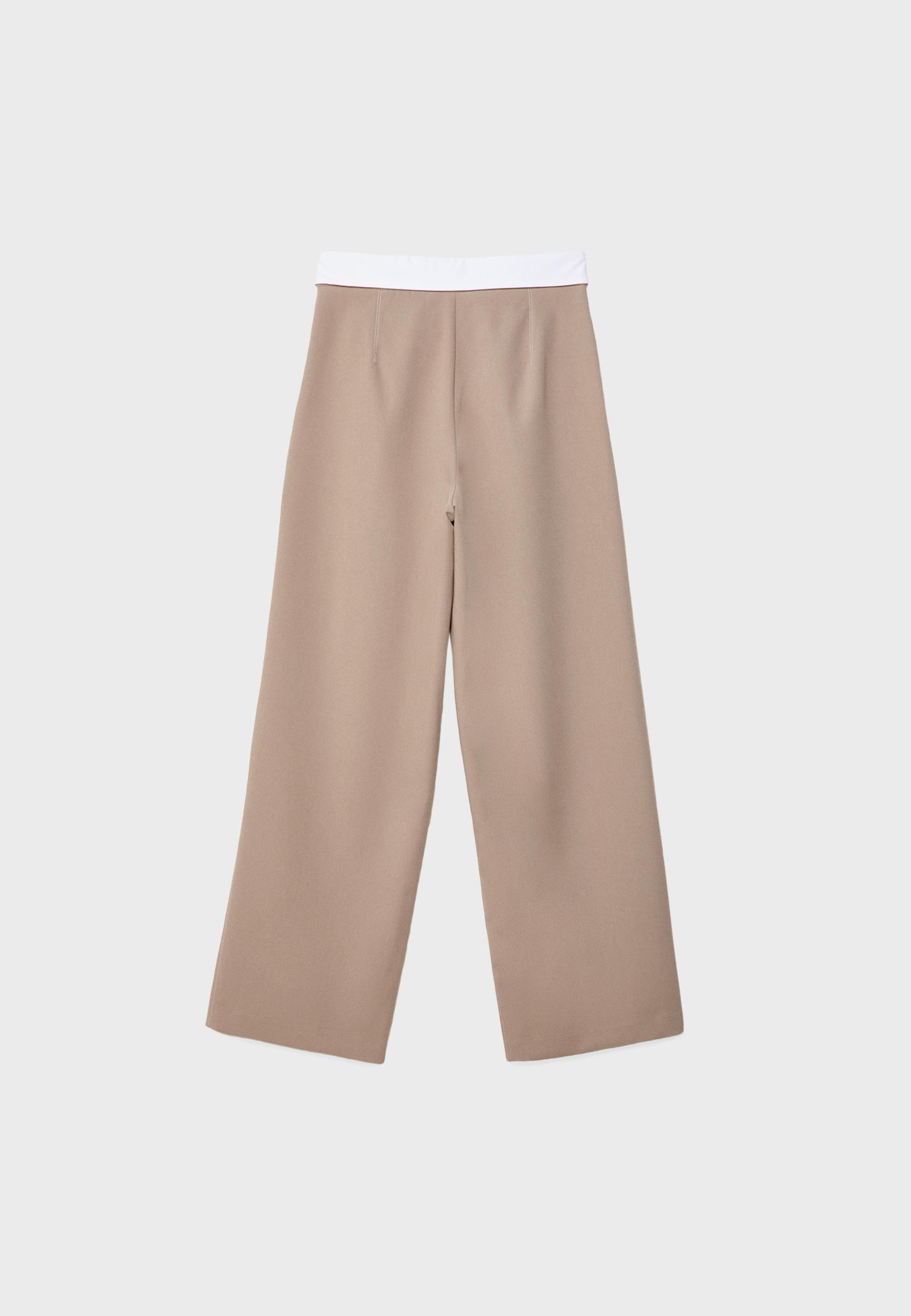 Smart trousers with a fold-over waistband - Women's fashion