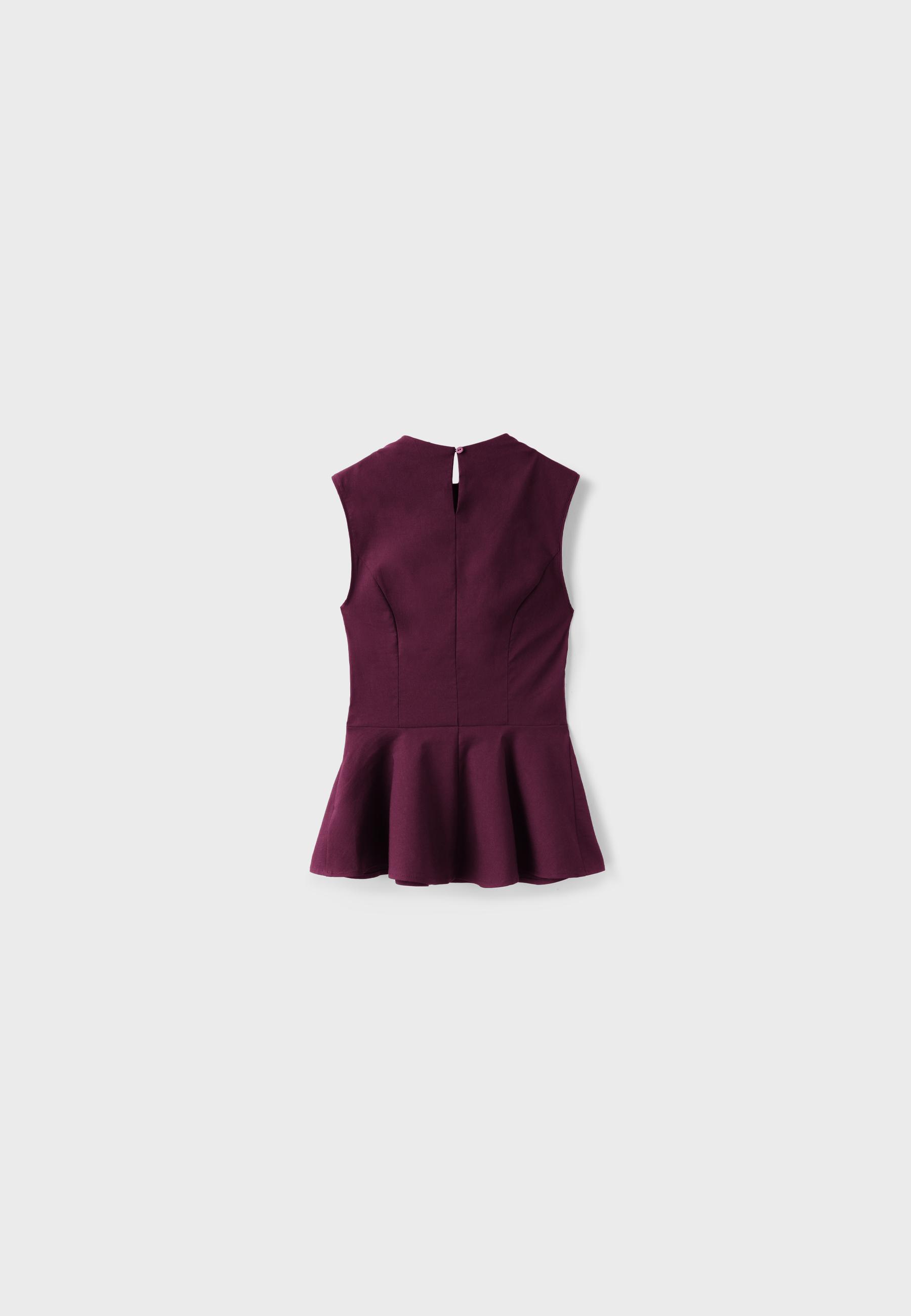 Sleeveless high-neck peplum top — Purple