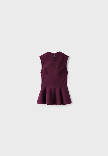 Sleeveless peplum top with high neck — Purple 8