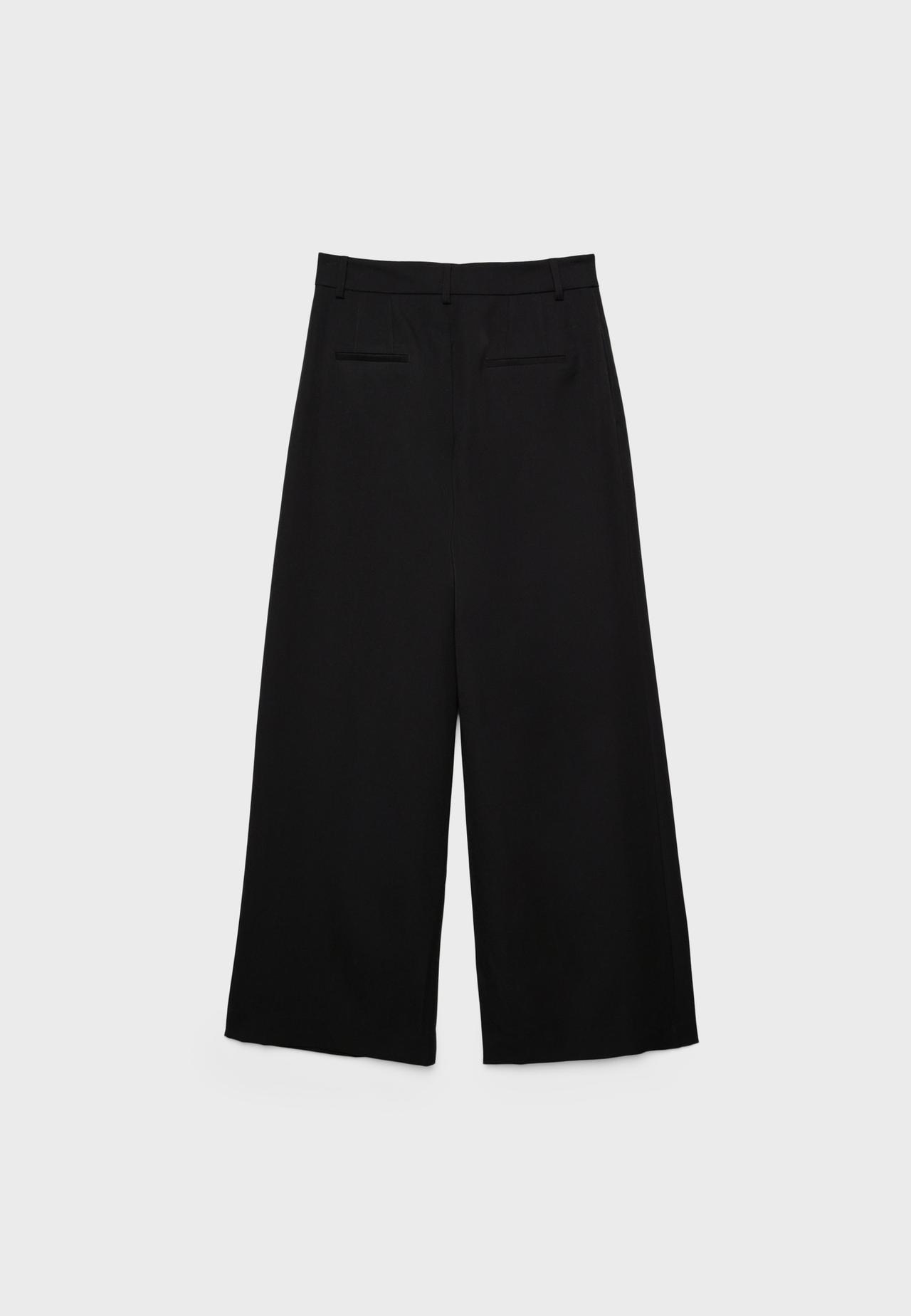 Tailored wide-leg trousers with darts — Black