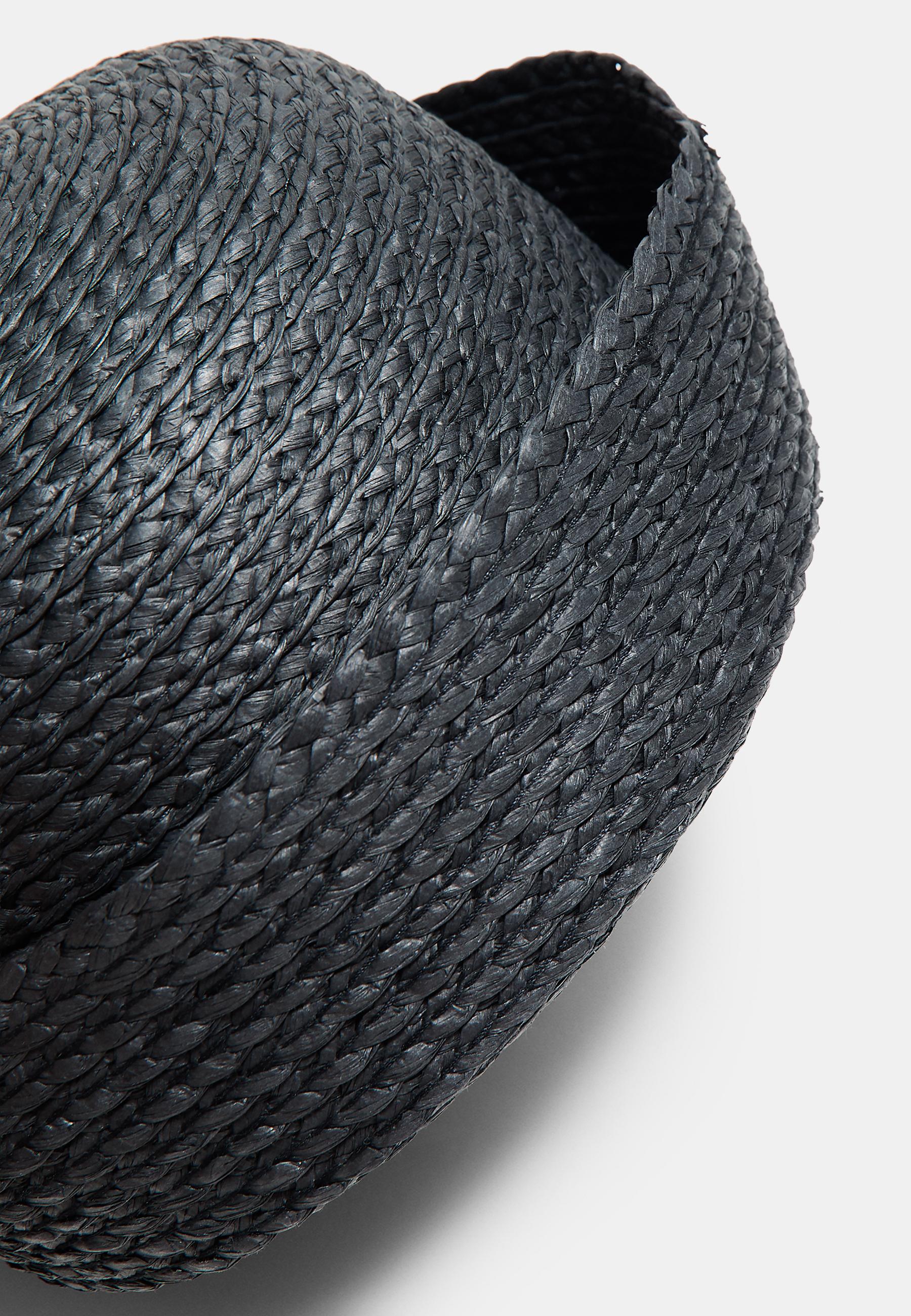 Round raffia hat — Black