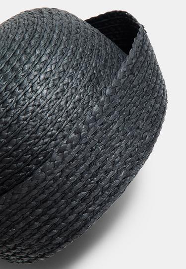 Round raffia hat — Black 5