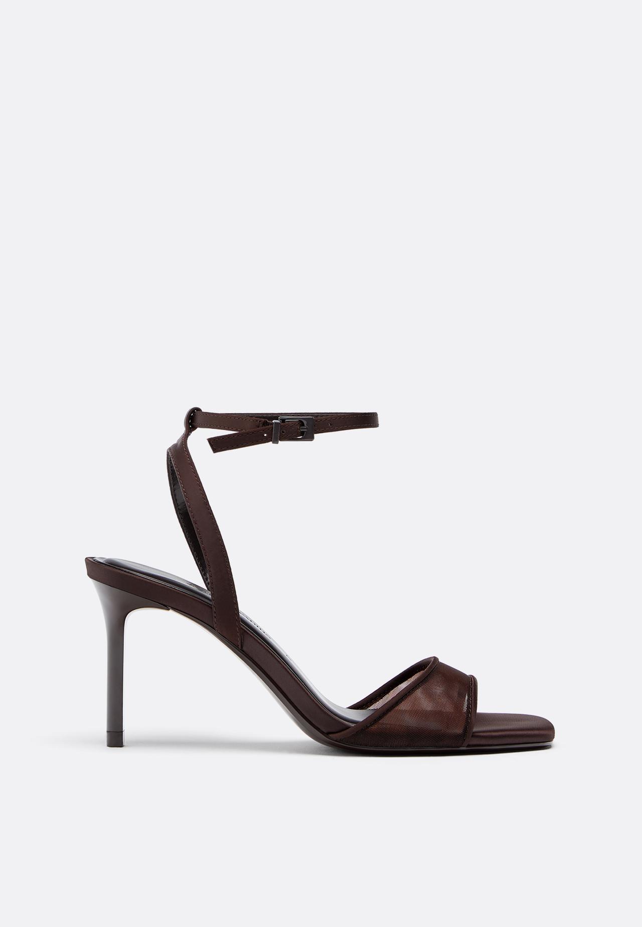 Stiletto heel mesh sandals — BROWN