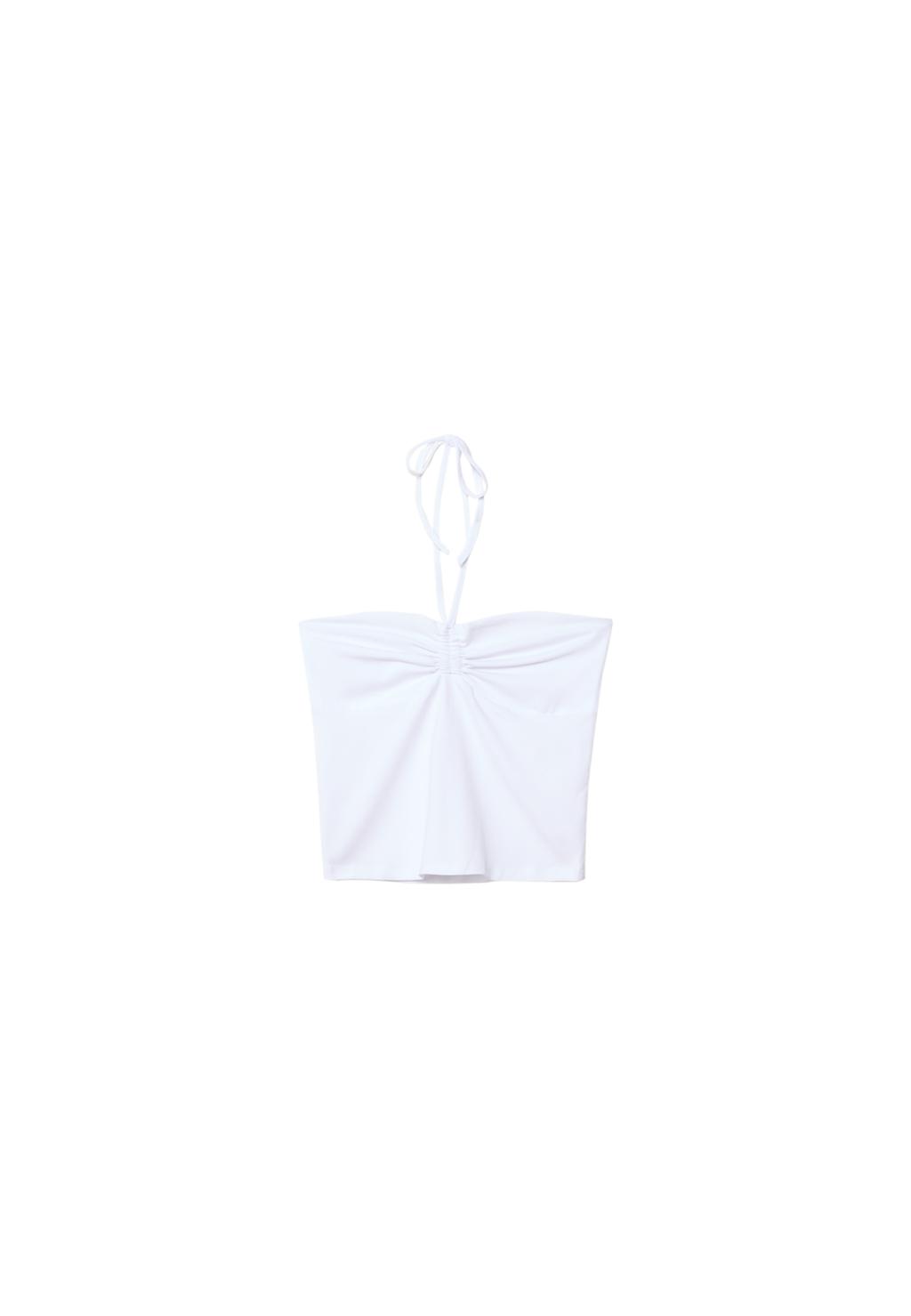 Top bandeau z kokardą z dekoltem halter