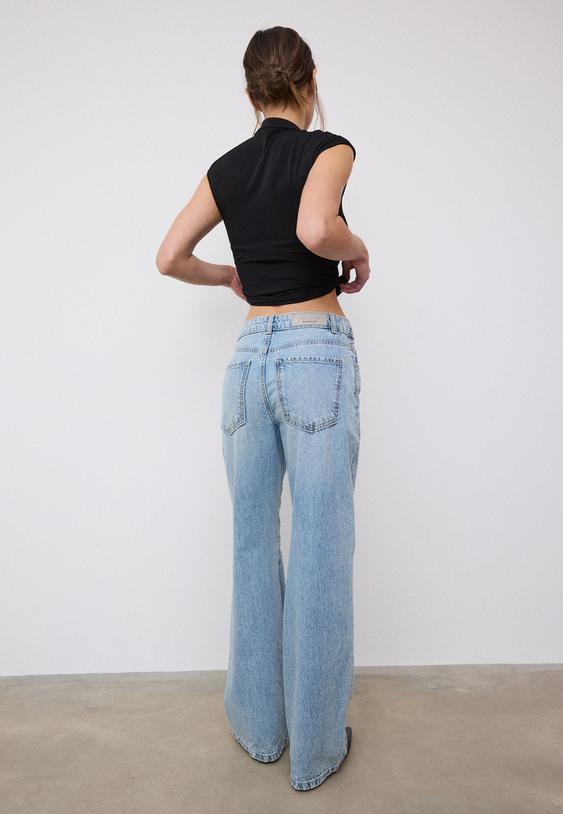 jeans calcas direitas com brilho