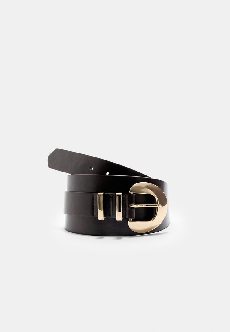 Stradivarius Polosovaný Opasok S Prackou Brown 80