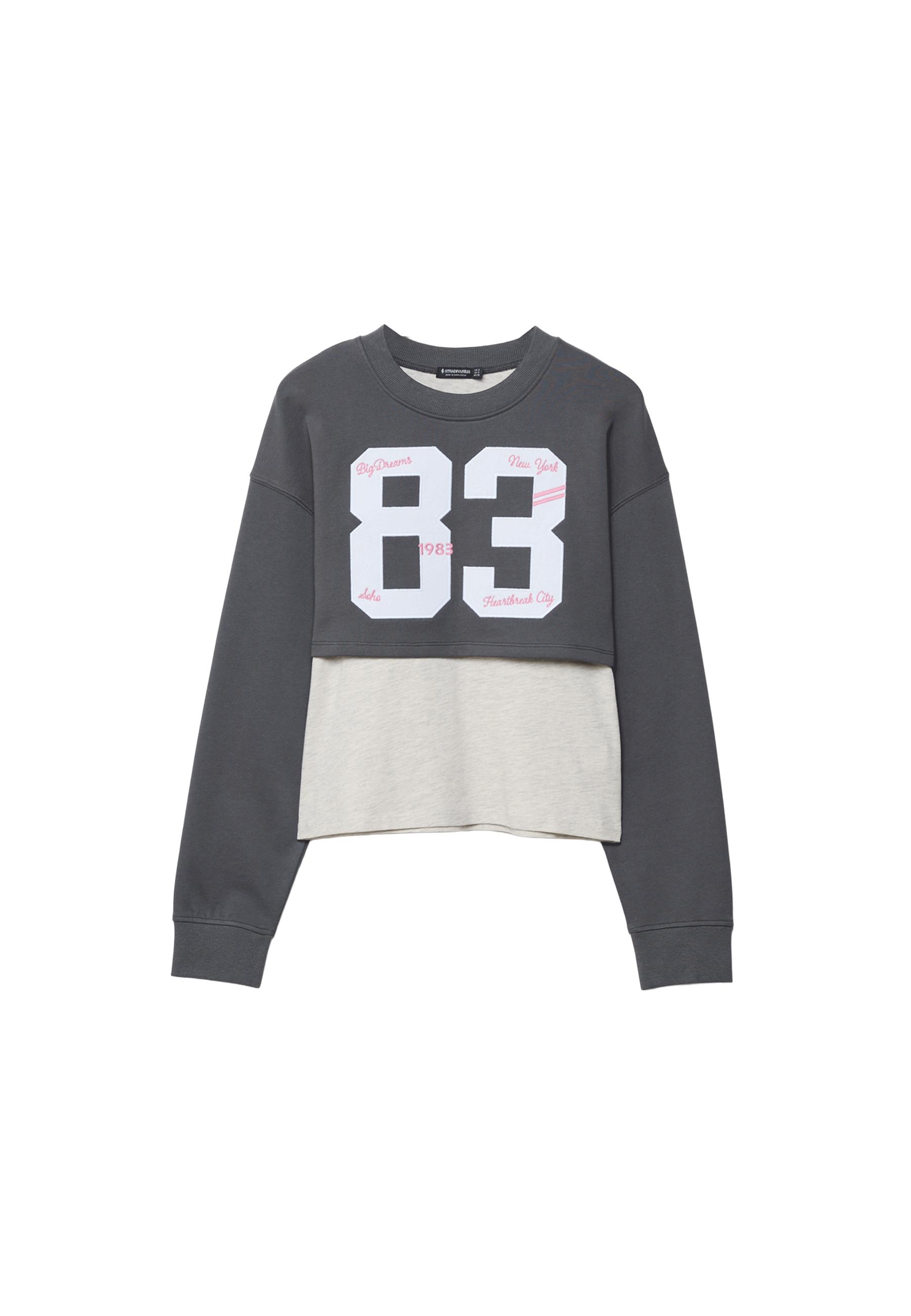 Combined embroidered sweatshirt — Dark grey