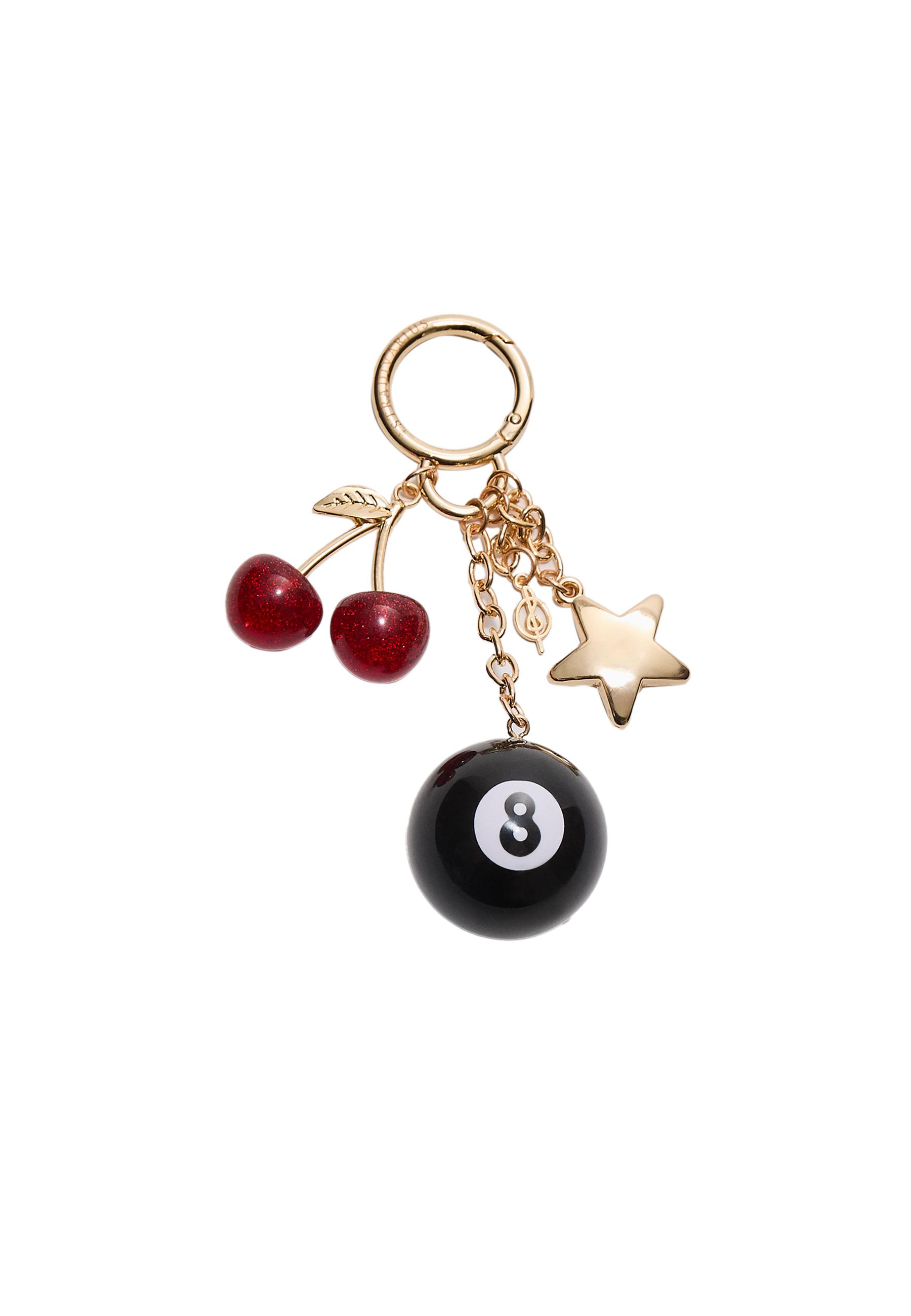 Number 8 charm key ring — Black