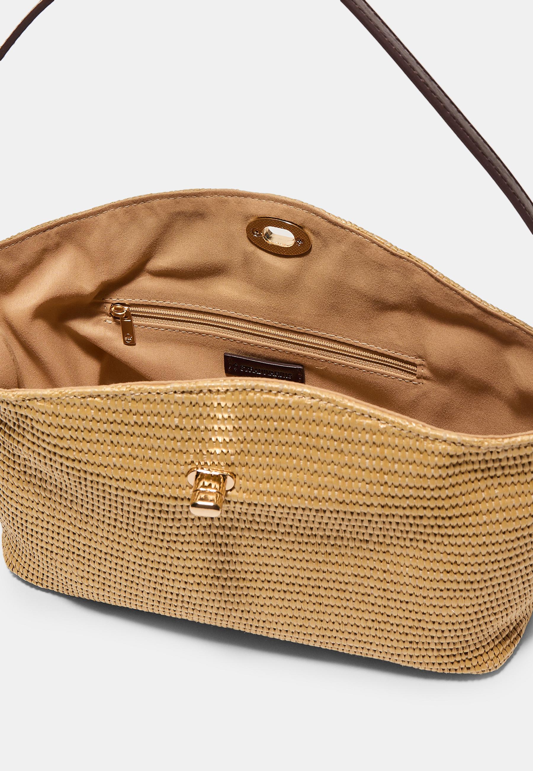 Crochet shoulder bag with metal fastening — Ecru