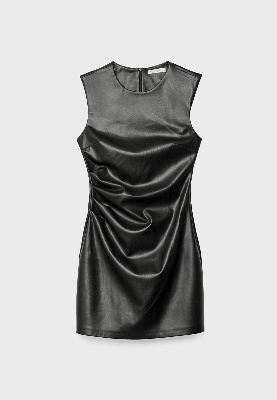 Short leather effect dress - Women's fashion | Stradivarius Peru