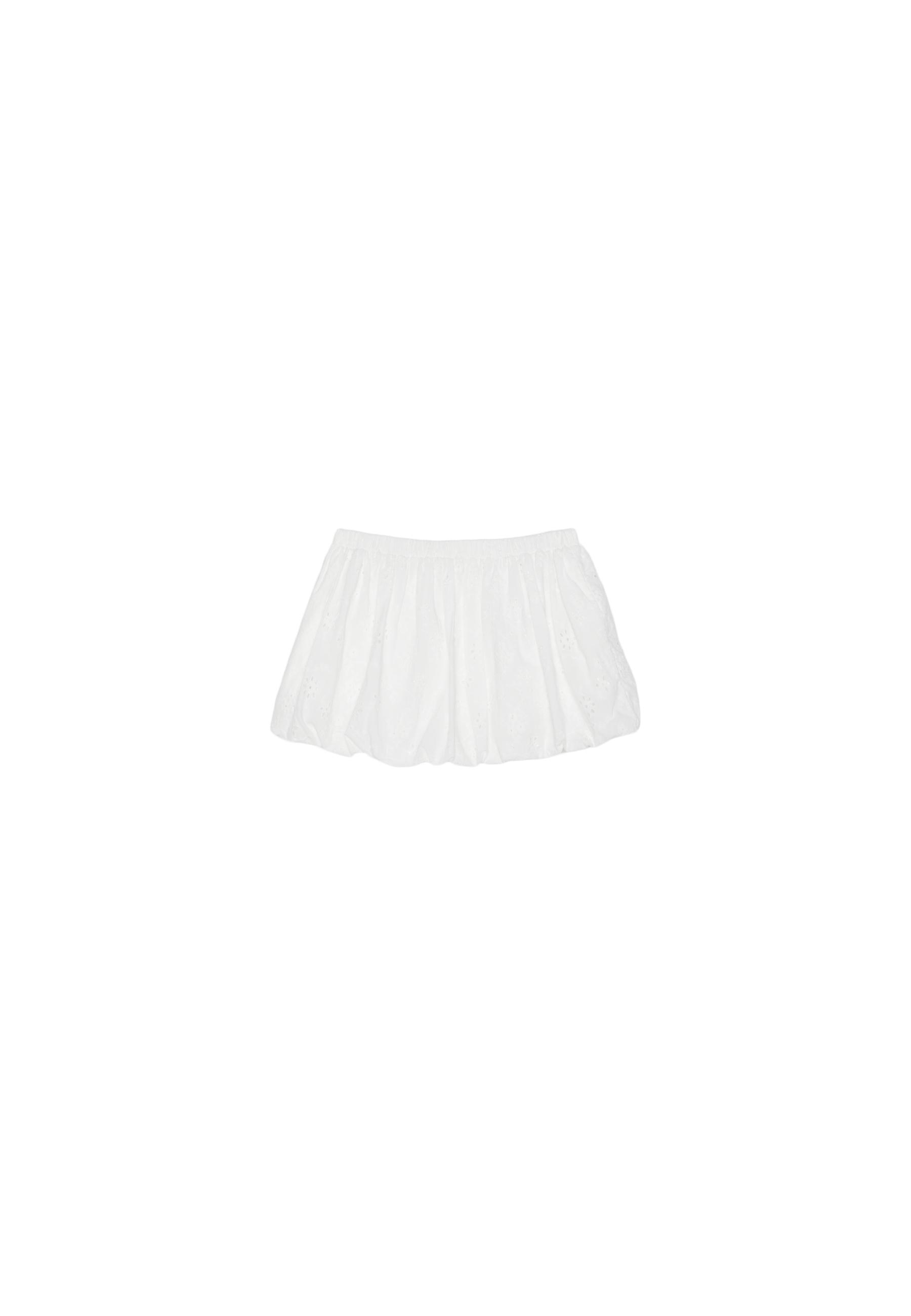 Swiss embroidery balloon skirt — White