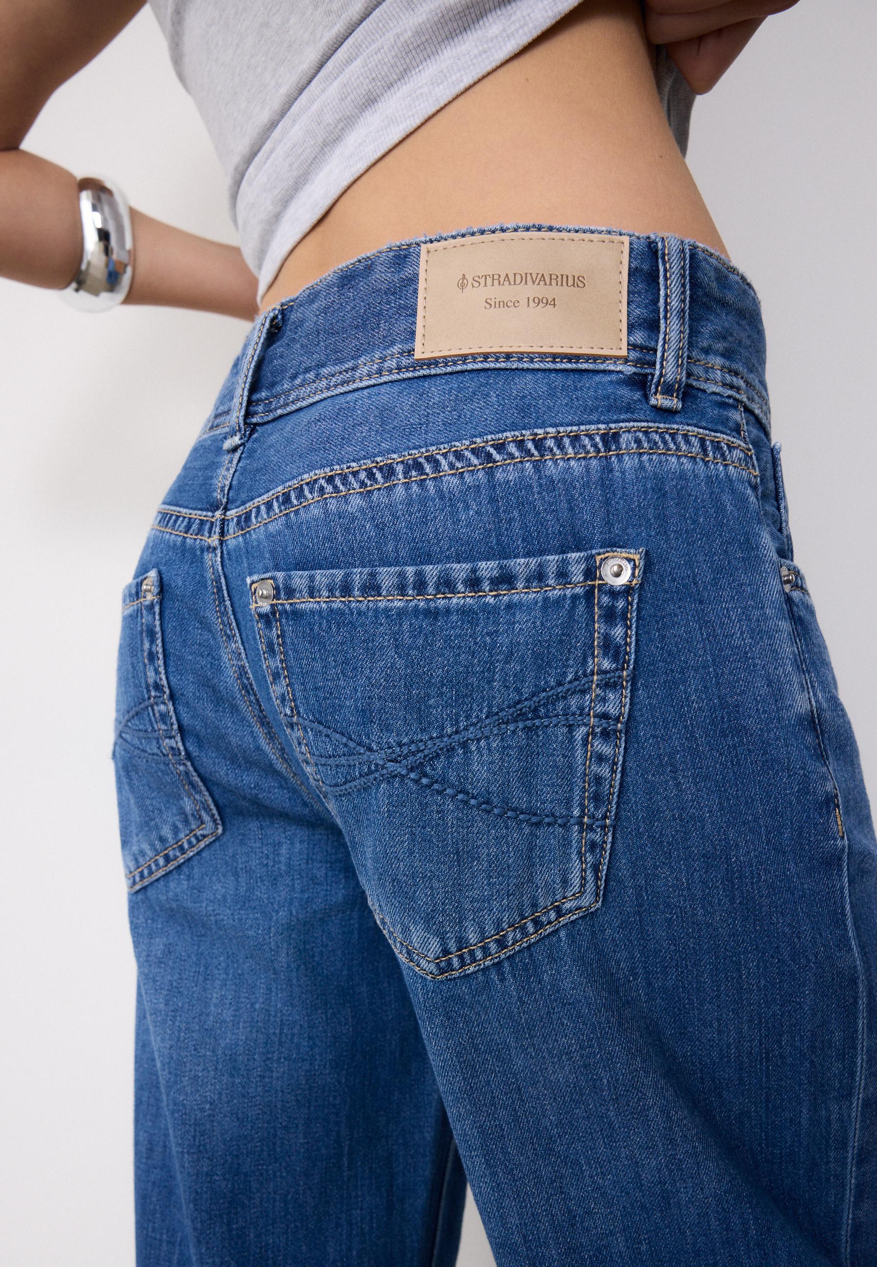 Low-rise double-button jeans — MEDIUM BLUE DENIM