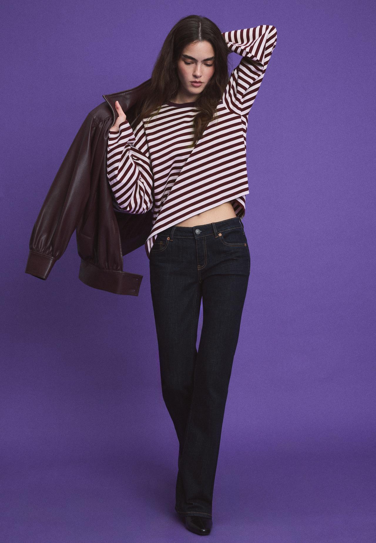 Striped long sleeve T-shirt — Purple