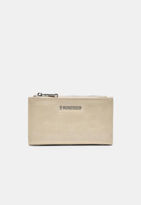 Stradivarius Basic Mock Croc Purse Ecru Os