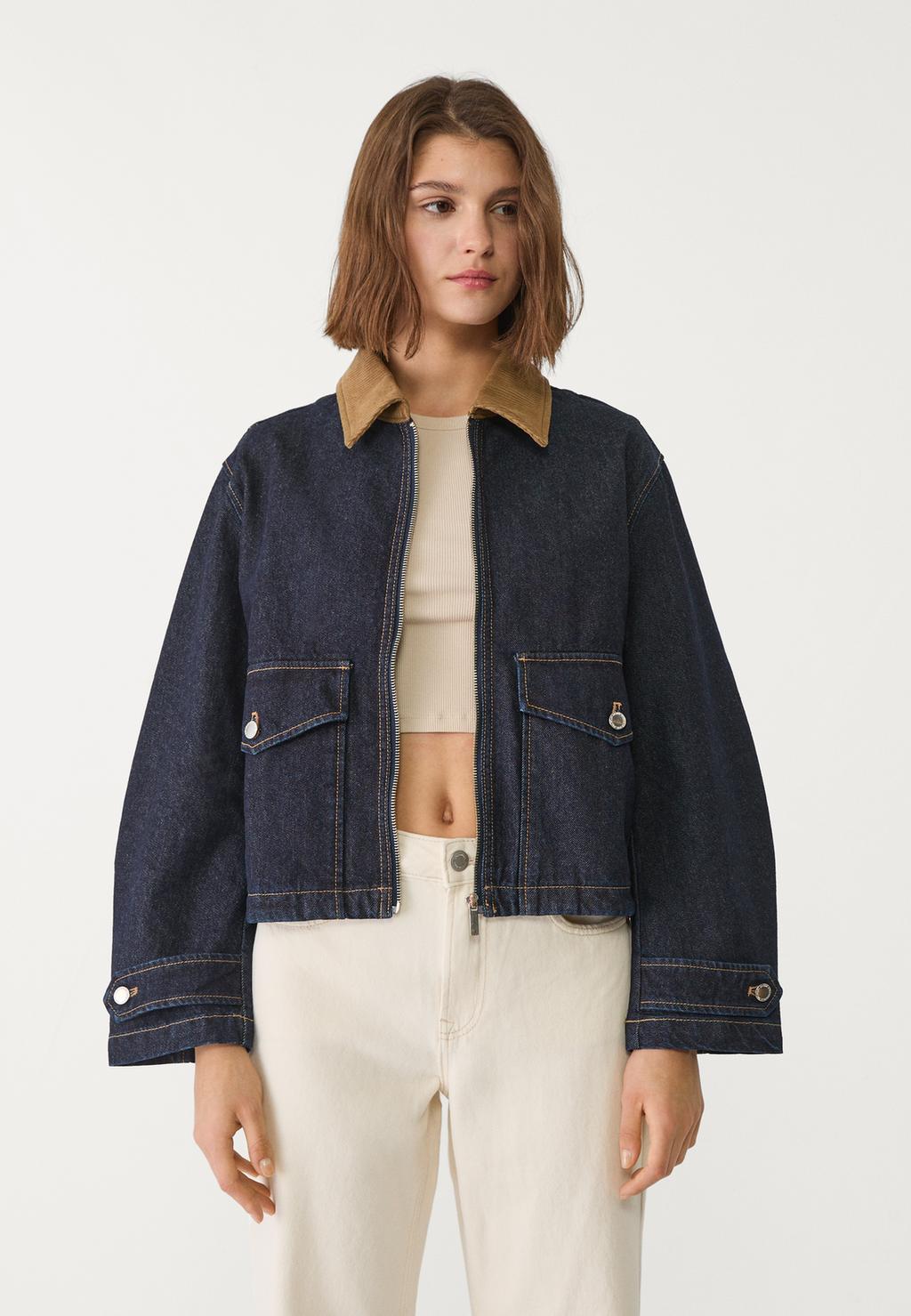 Veste denim en velours côtelé