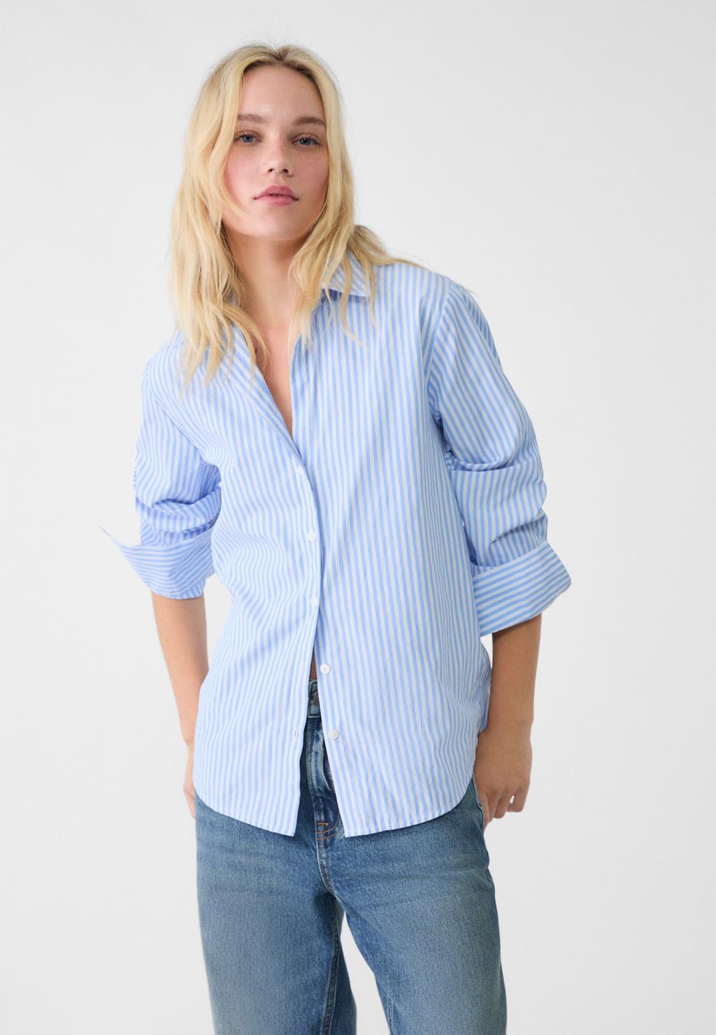 Striped poplin shirt