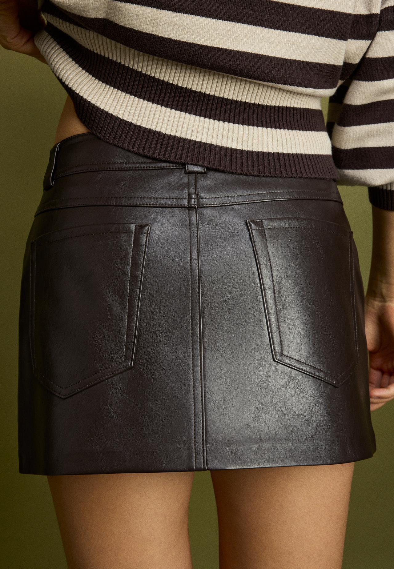 D62 leather effect skort — Brown