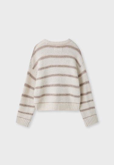 Striped knit jumper — Ecru 5
