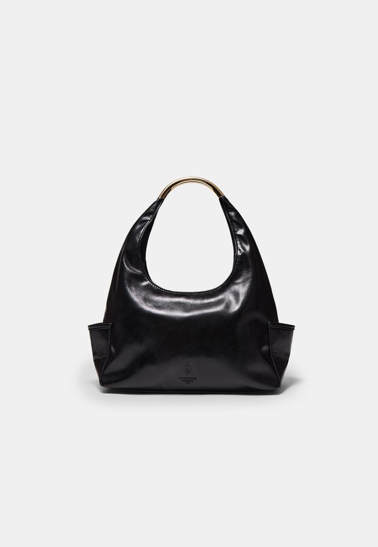 Stradivarius Mini shoulder bag with metallic handle Black OS (STRADIVARIUS) Stradivarius Mini shoulder bag with metallic handle Black OS (STRADIVARIUS)